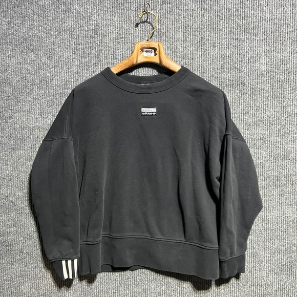 adidas Other - Adidas Sweatshirt Mens Medium Black Center Logo Trefoil Three Stripe Pullover